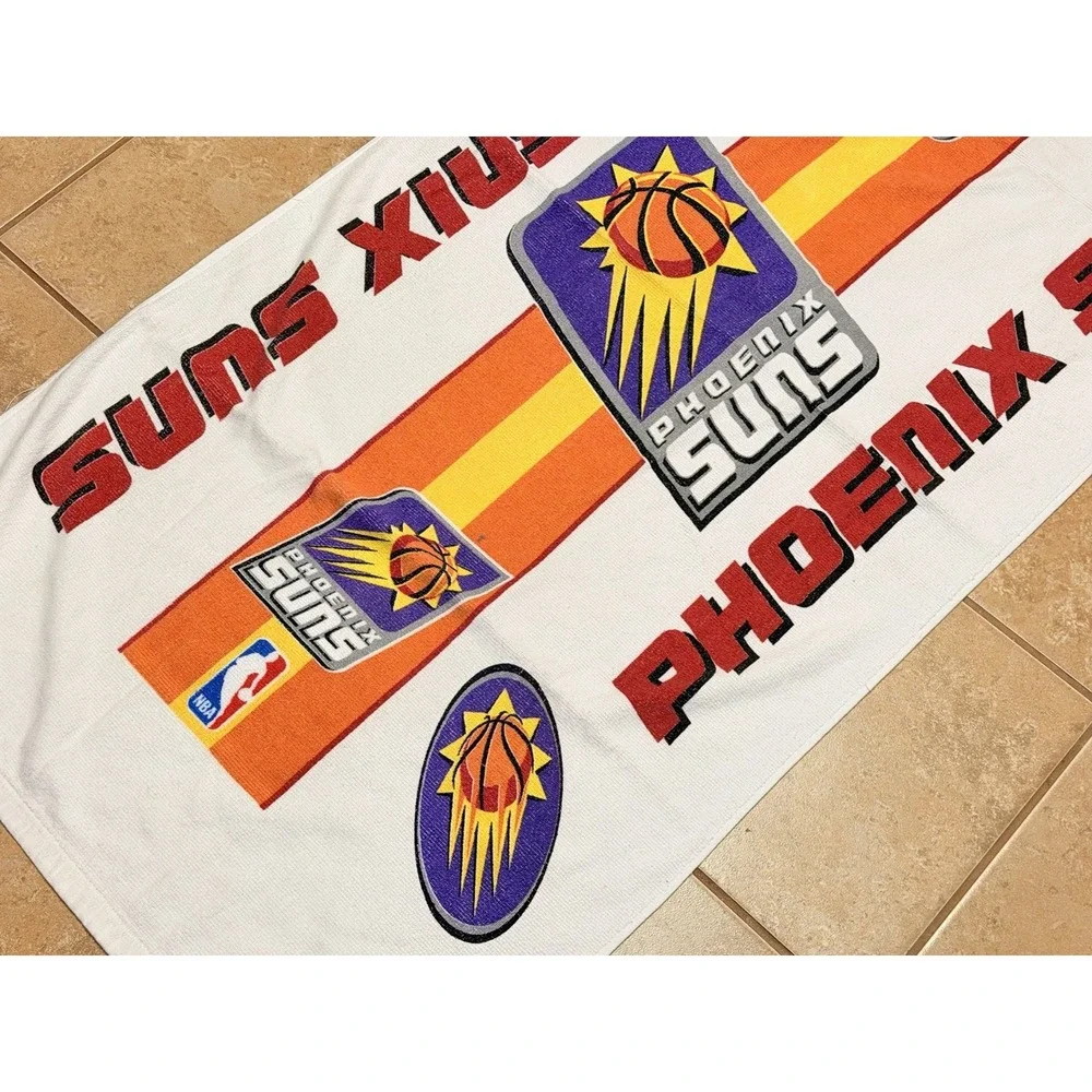 Vintage Phoenix Suns NBA Beach Bath Towel White 56x27 Basketball Logo Cotton